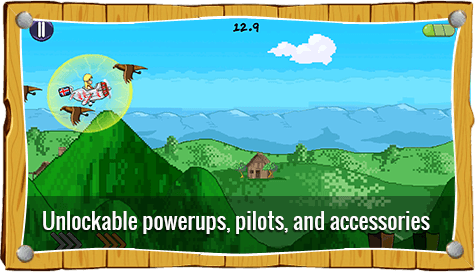 unlockable power-ups, pilots and acessories