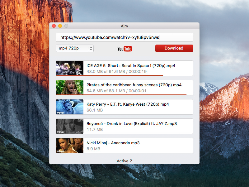 Airy for YouTube videos to mac